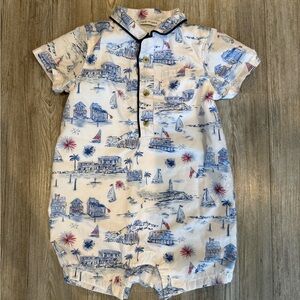 Janie and Jack Americana Toile Romper